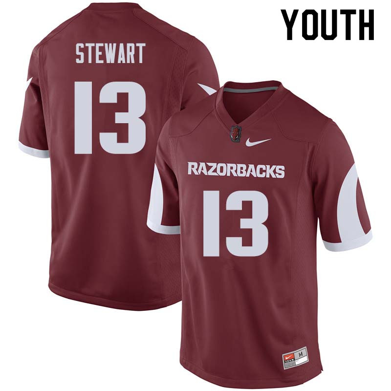 Youth #13 Deon Stewart Arkansas Razorback College Football Jerseys Sale-Cardinal